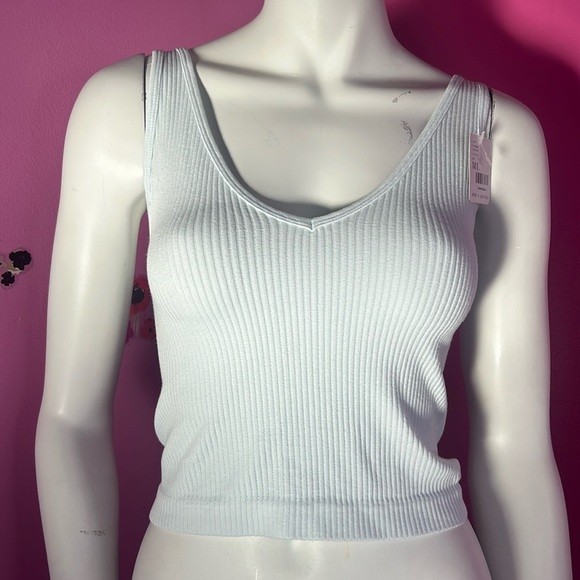 Free People Ribbed V-Neck Cropped Brami Size M/L - Picture 1 of 7